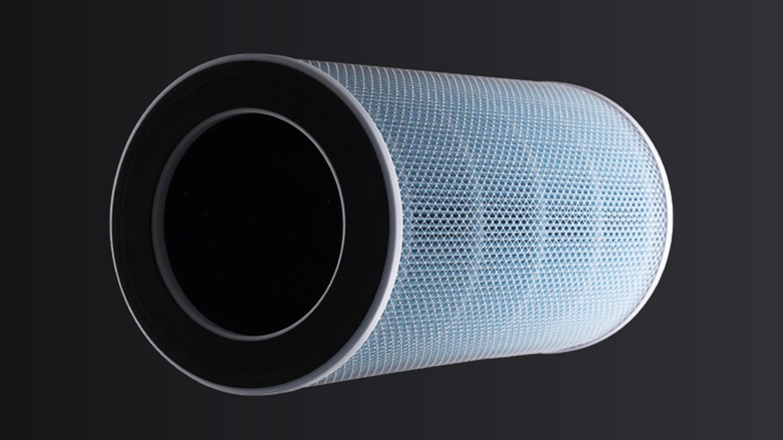 A cylindrical MedicAir combined filter cartridge, its pleated HEPA medium visible around an open core