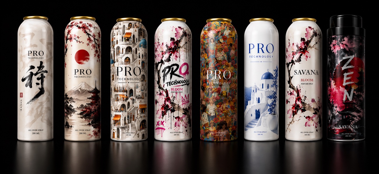Aluminium body spray can printed directly with full colour artwork