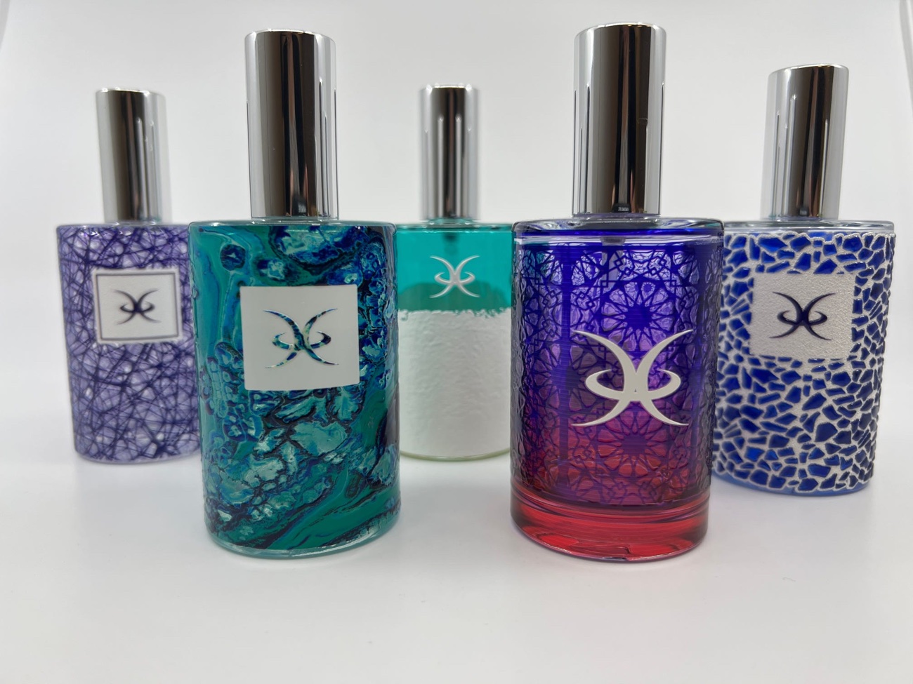 UV flatbed printed perfume bottles with full colour original artwork