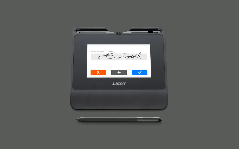 The Wacom STU-540 colour signature pad with its cordless pen