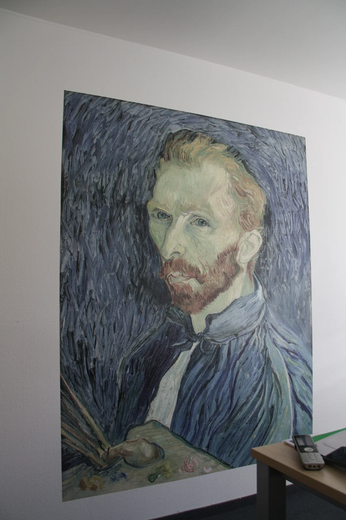 Van Gogh self-portrait printed directly onto an office wall in the UAE by a wallPen