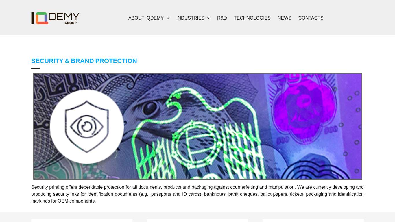 IQDEMY security printing and brand protection