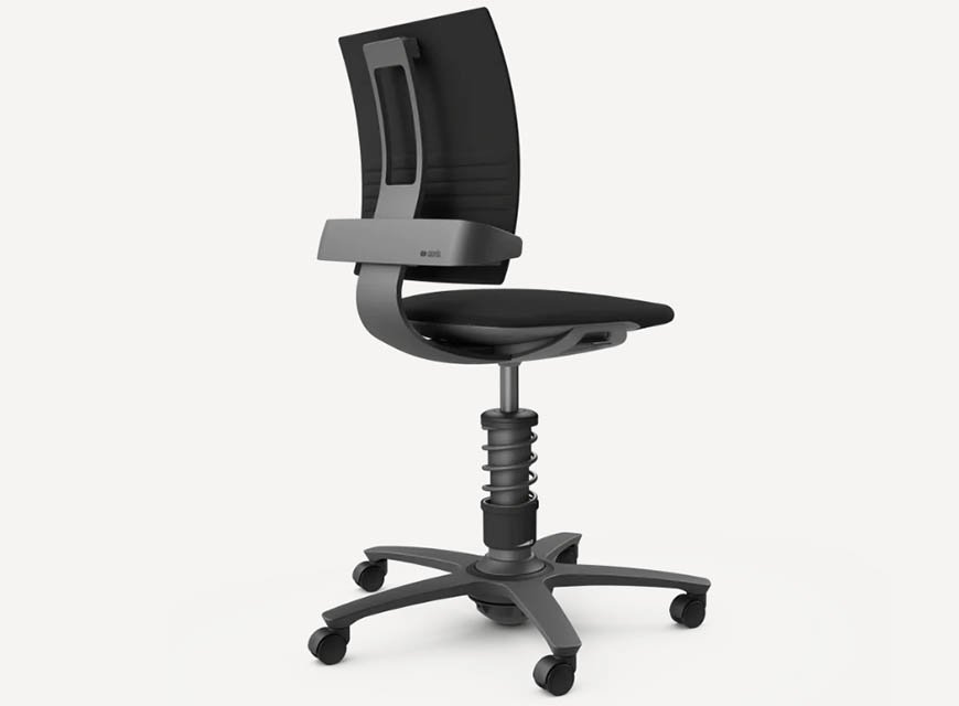 Aeris 3Dee ergonomic office chair in black with spring strut and castor base