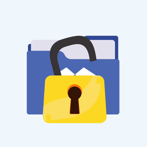 Animated padlock icon for Dropbox Business security with encryption and remote wipe