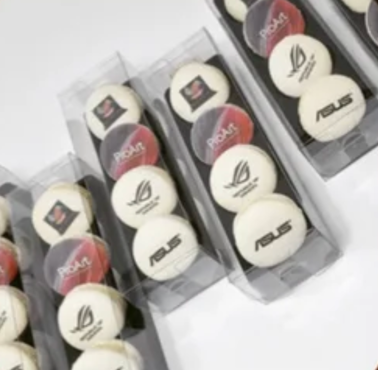 Photographic character artwork printed onto chocolate discs